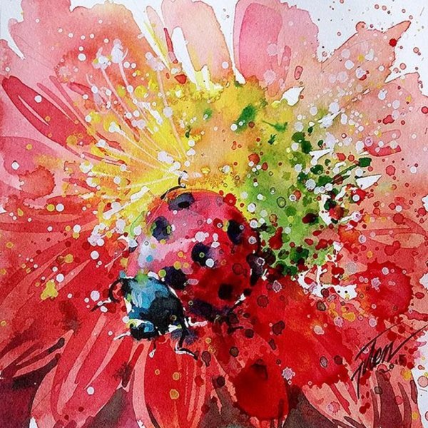 Цветы акрилом на холсте