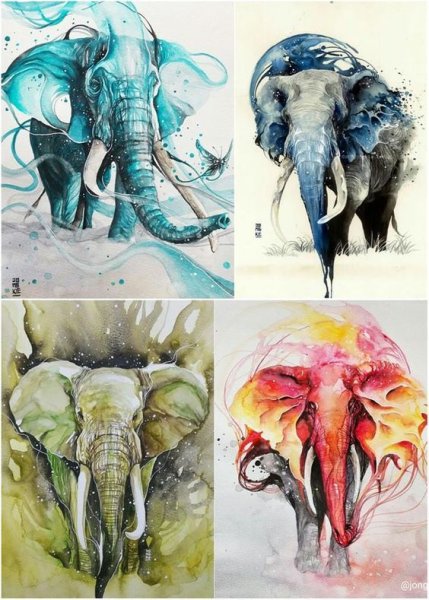Слон акварель эскиз