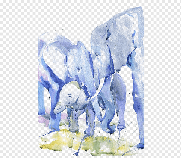 Слон акварелью