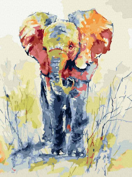 Картина слон акварель