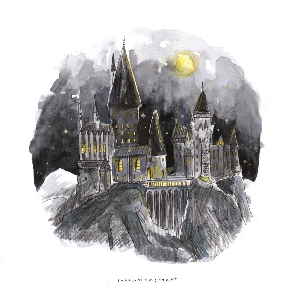 Хогсмид Гарри Поттер акварель