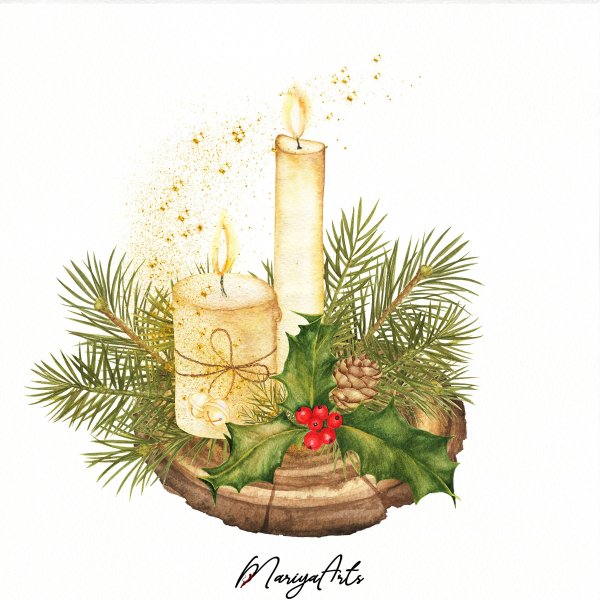 Свечка акварель