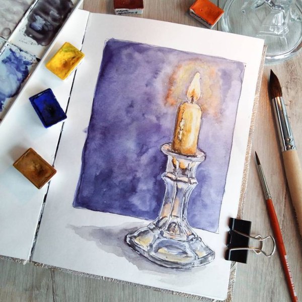 Свечу акварелью