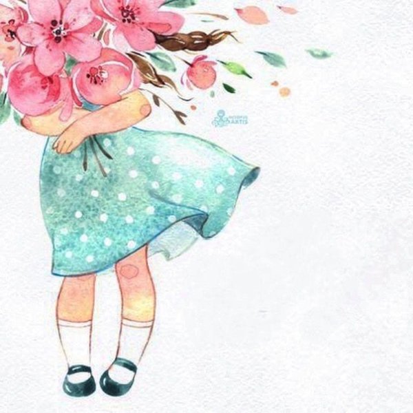 Открытка акварелью для девочки