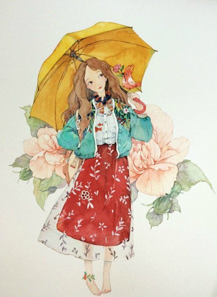 Девочка акварель