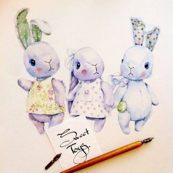 Зайчик акварель