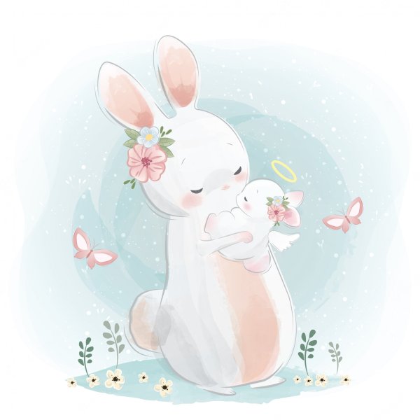 Милый зайчик акварель