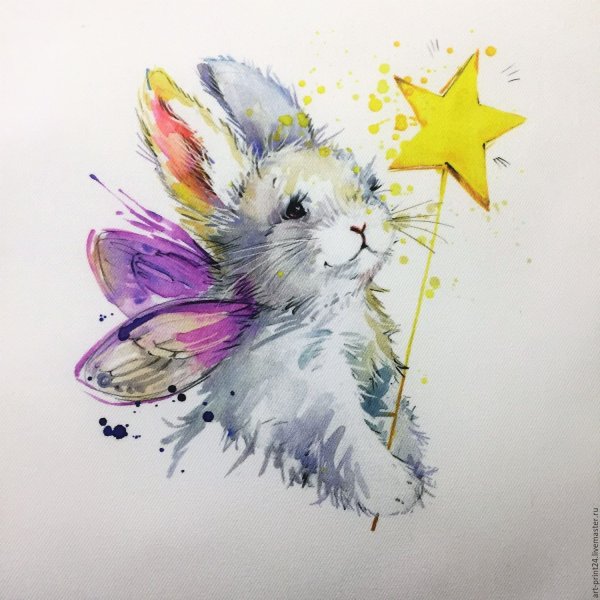 Зайчик акварель
