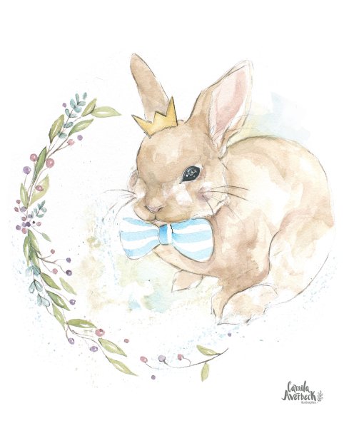 Пасхальный кролик акварель