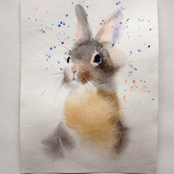 Зайчик акварель