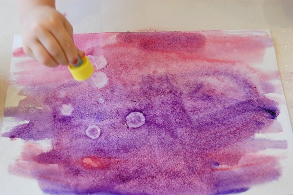 Рисование акварелью и солью