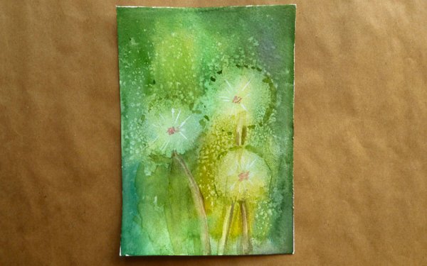 Рисование акварелью и солью