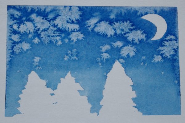 Рисование солью и акварельными красками