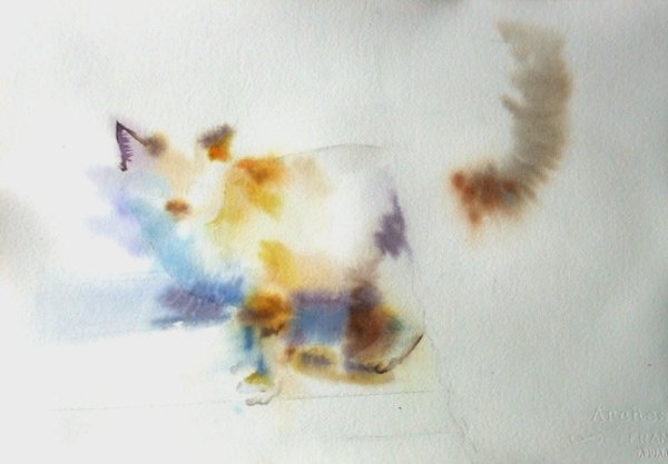 Эффект пушистости акварелью