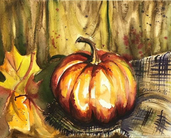 Тыква акварелью