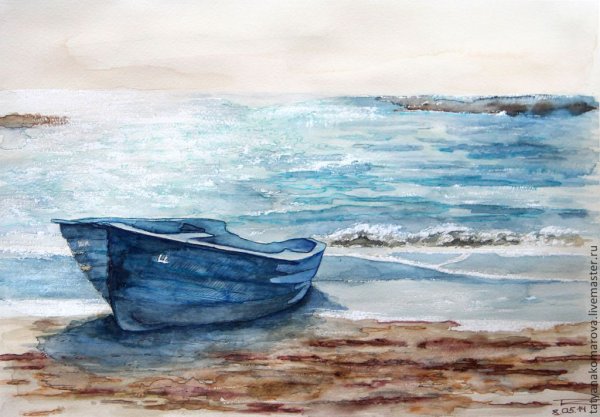 «Морской пейзаж с чайкой и яхтами» Дарья Куцаева