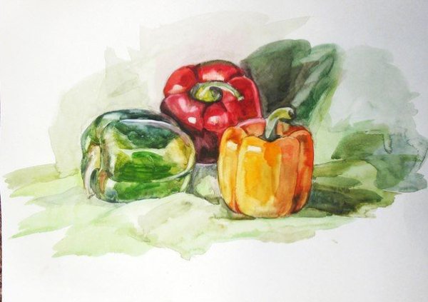 Фрукты и овощи акварелью