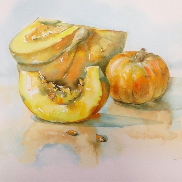 Этюд овощей акварелью