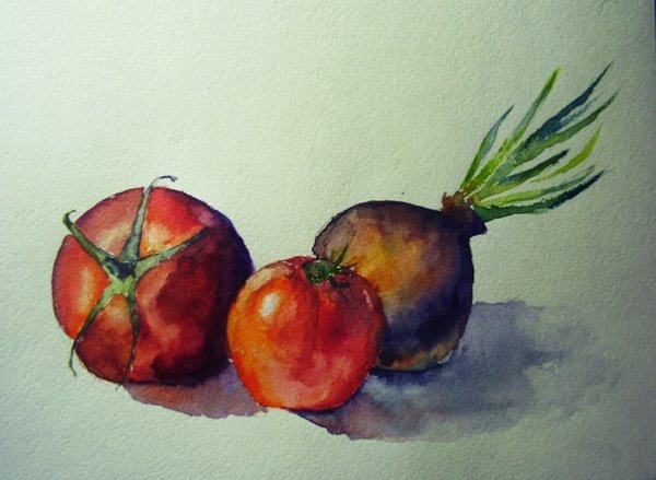 Фрукты и овощи акварелью