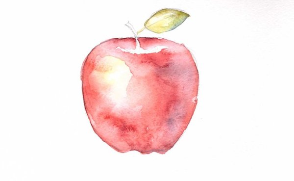 Рисование яблока акварелью для детей