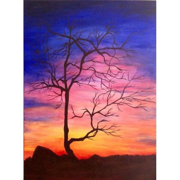 Рисование деревья на закате