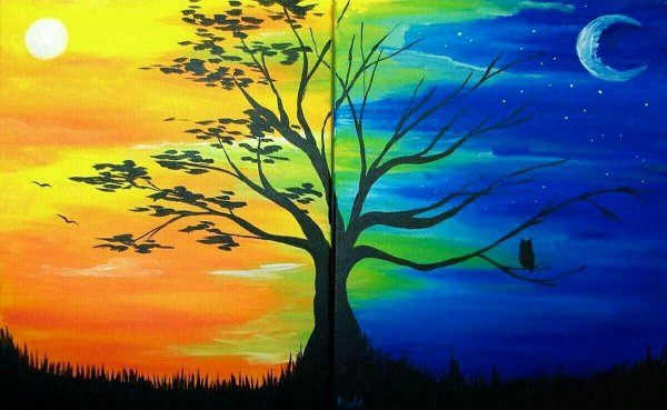 Пейзаж день и ночь