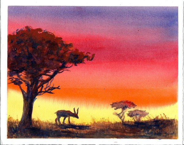 Пейзаж черной краской