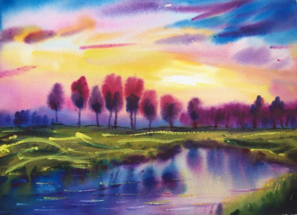 Техника рисования по мокрому