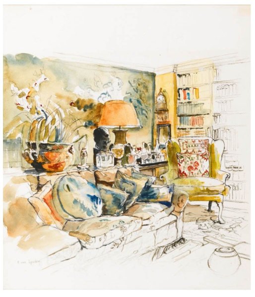 Интерьер акварелью