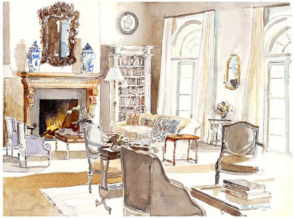 Комната акварелью