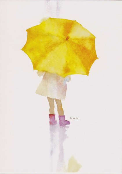 Зонтик акварель