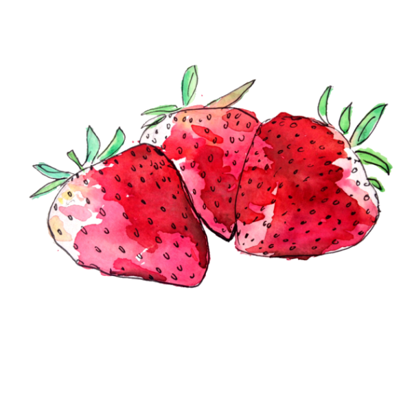 Акварель по сырому клубника