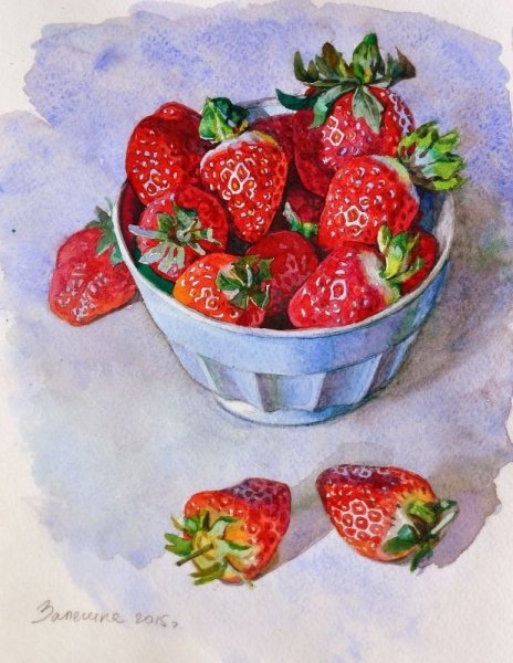 Земляника акварель