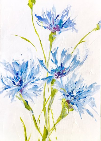 Василек цветок акварель