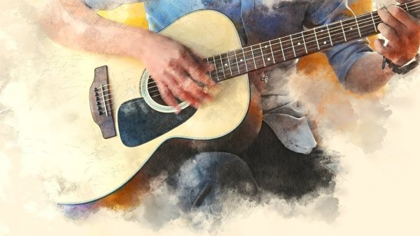 Гитара акварель