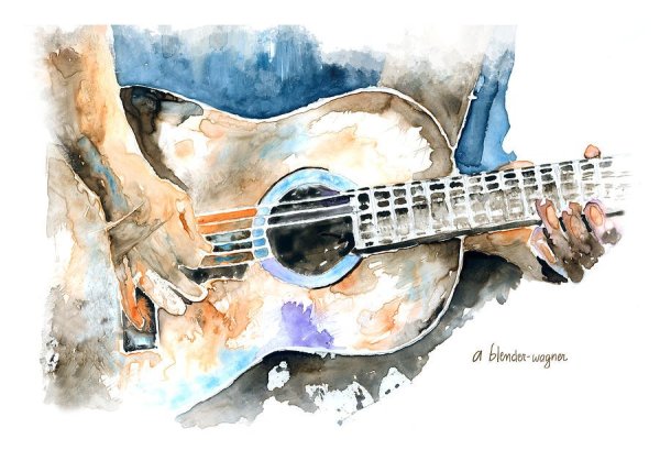 Гитара акварель