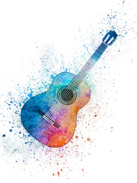 Электрогитара акварелью