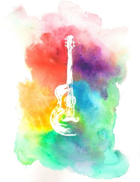 Акварельные рисунки гитара