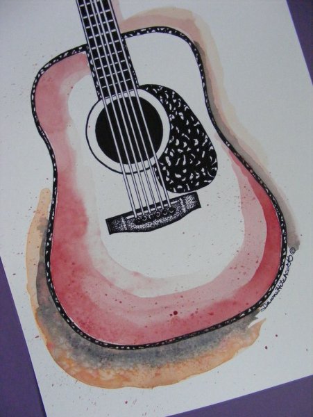 Электрогитара акварелью