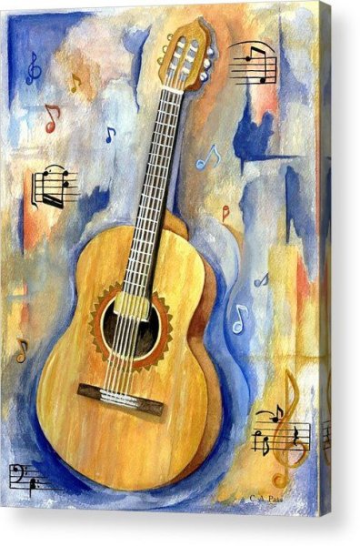 Акварель живопись гитара