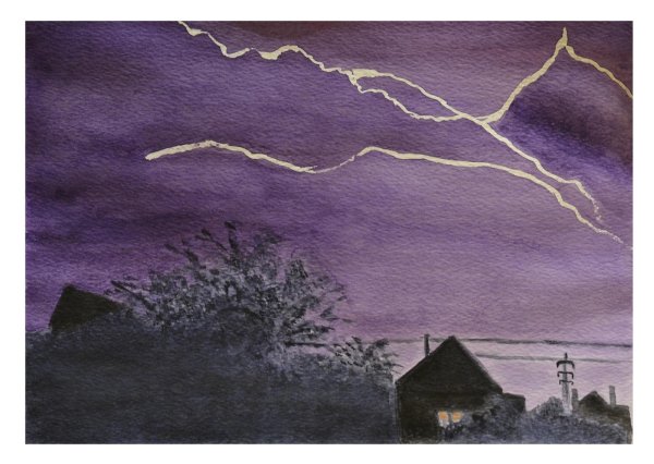 Молния акварелью