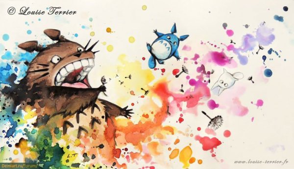 Тоторо Миядзаки акварель