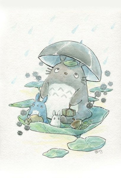 Мой сосед Тоторо акварель