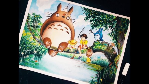 Мой сосед Тоторо акварель