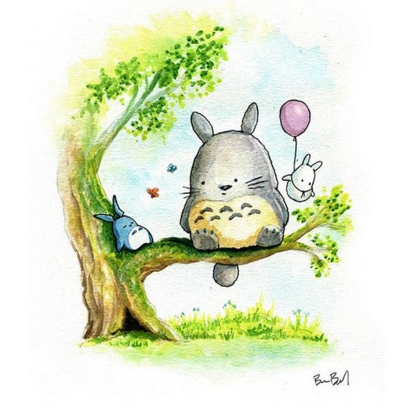 Смешные Акварельные картинки Тоторо