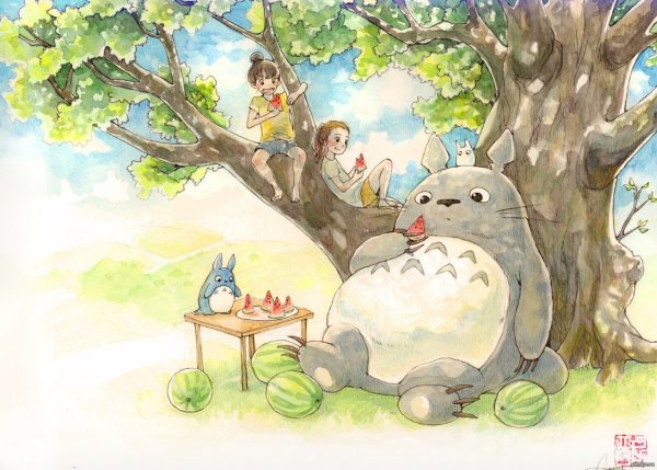 Тоторо Миядзаки акварель