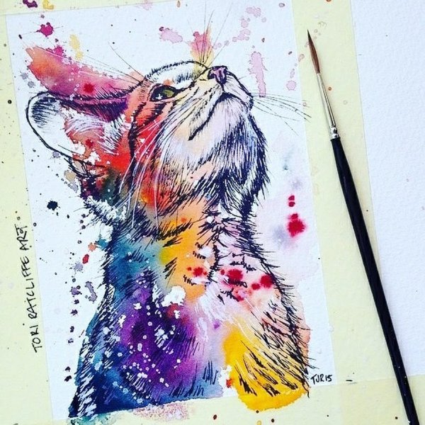 Акварельный скетч животные