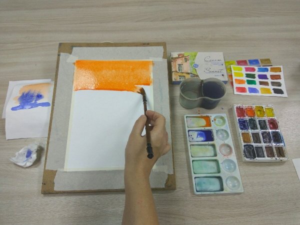 Заливка акварелью