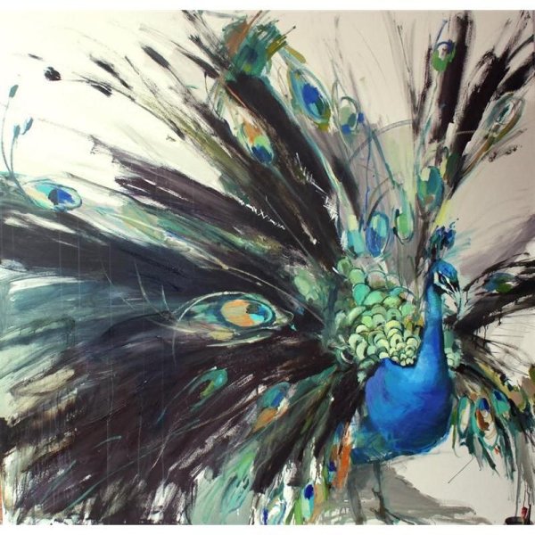 Павлин акварелью