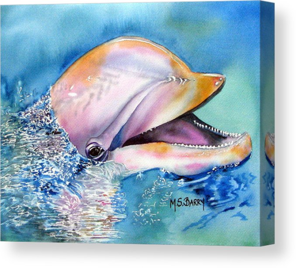 Дельфины акварелью